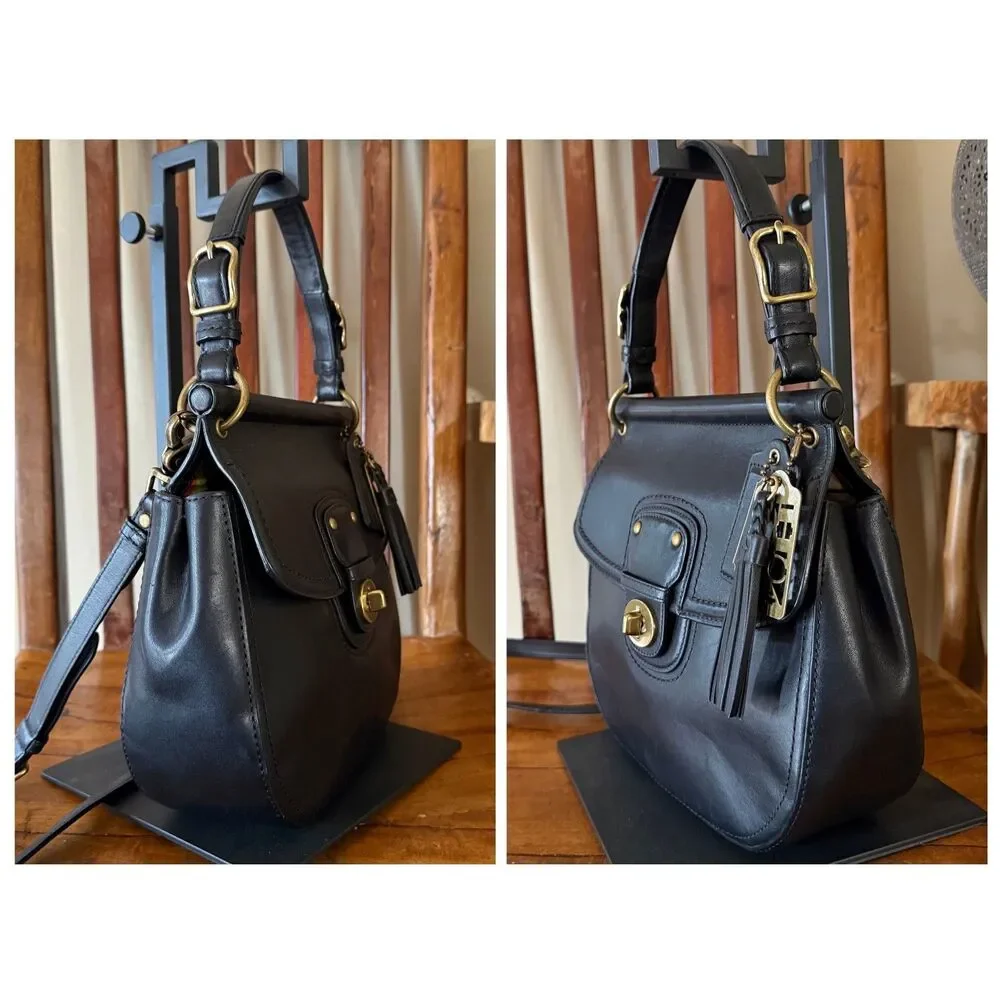 Coach Willis 70th Anniversary Black Leather Satchel Crossbody Bag 19132 Brass - Picture 15 of 17